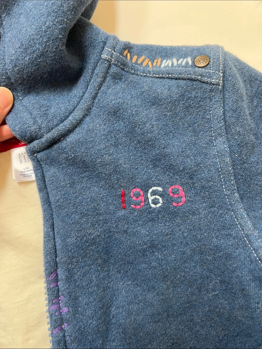 BabyGAP 2 piece Sherpa-Lined 1969 Zip Hoodie Embroidered with Sweatshirt bag 4-5